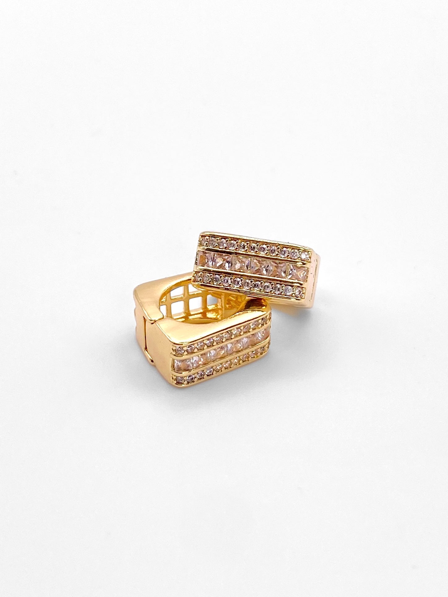 Golden Grid Hoops